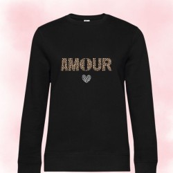 Sweat col rond AMOUR LÉOPARD