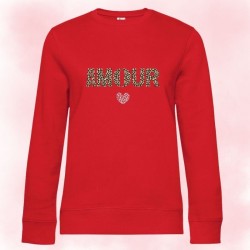Sweat col rond AMOUR LÉOPARD