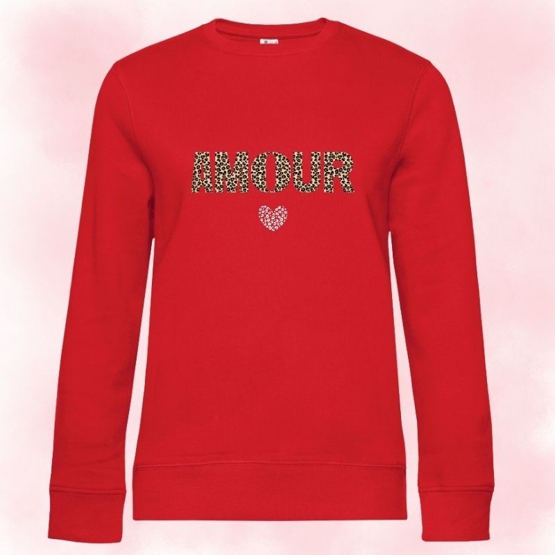 Sweat col rond AMOUR LÉOPARD