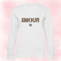 Sweat col rond AMOUR LÉOPARD