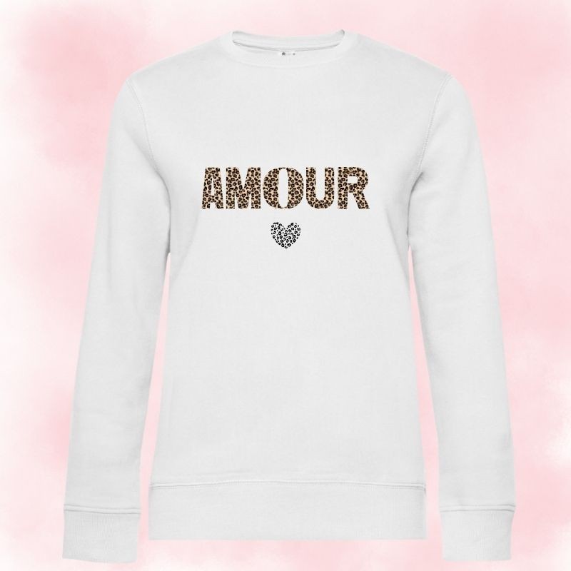 Sweat col rond AMOUR LÉOPARD