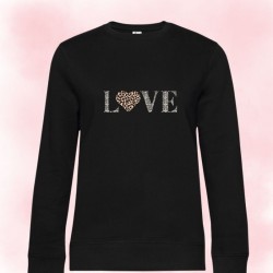 Sweat col rond LOVE LÉOPARD