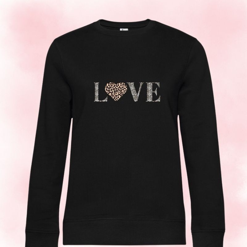 Sweat col rond LOVE LÉOPARD