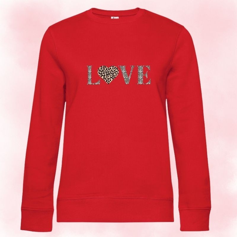 Sweat col rond LOVE LÉOPARD