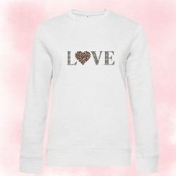 Sweat col rond LOVE LÉOPARD