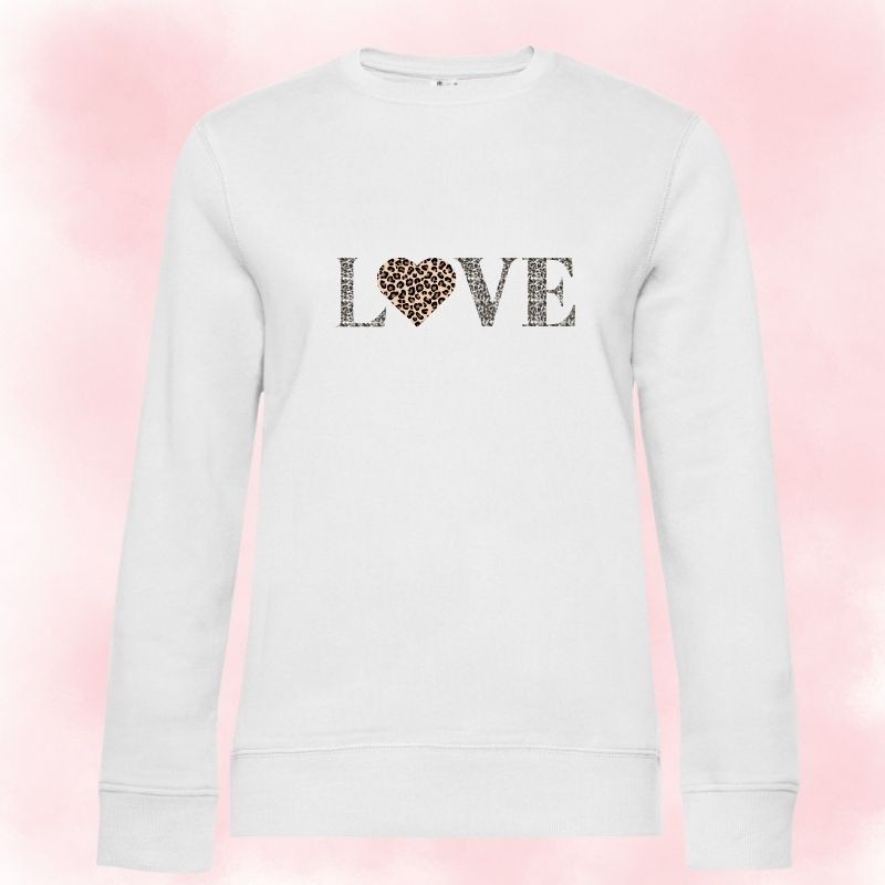 Sweat col rond LOVE LÉOPARD